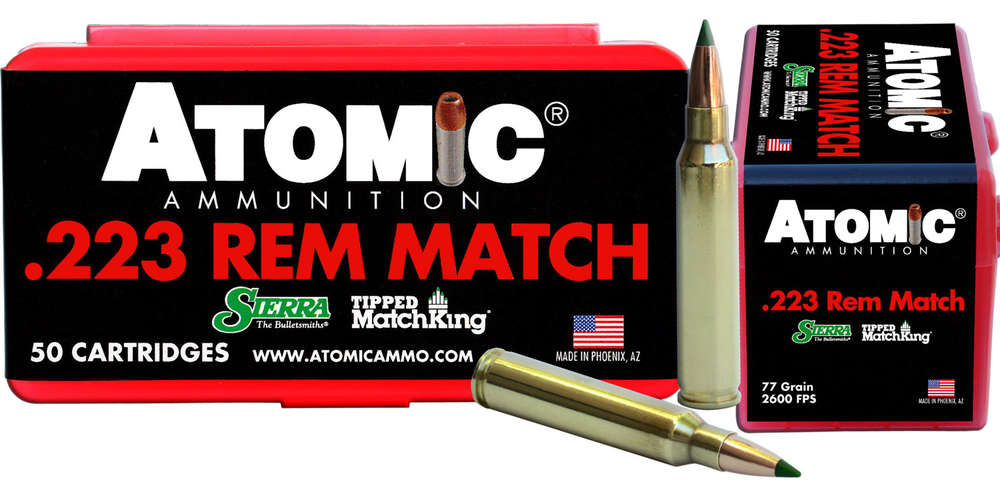 Ammunition Atomic Ammunition 1155 ft lbs 223Rem ATOMIC 00452 223         77  MATCHKING       50/10 • Model: 1155 ft lbs